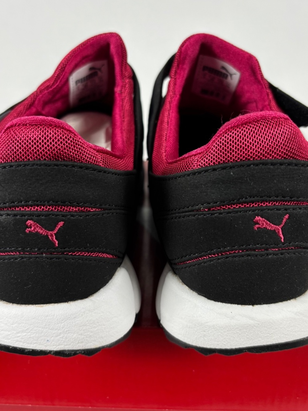 PUMA Women's Black & Burgundy Athletic Slip-On Sneakers - Picture 4 of 12
